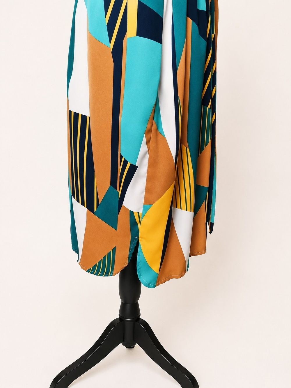 GRACIA Shirt Dress Womens Small Multicolor D31230 Abstract Geometric Tie Waist - Picture 2 of 7